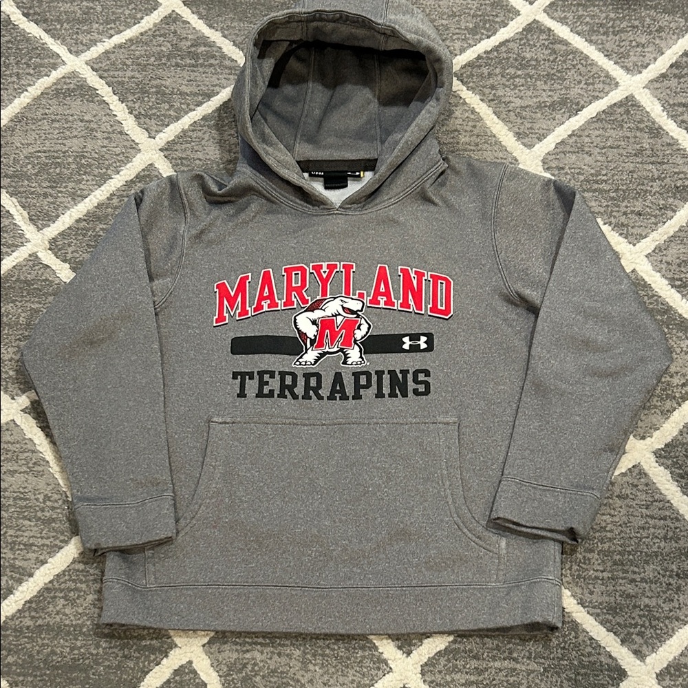 Under Armour Kids Gray and Red Maryland Terrapins Hoodie